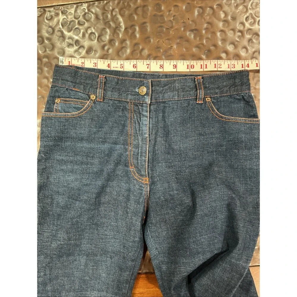 Michael Kors Collection Made In Italy Indigo Denim Jeans, Gold Ankle Zip, 6